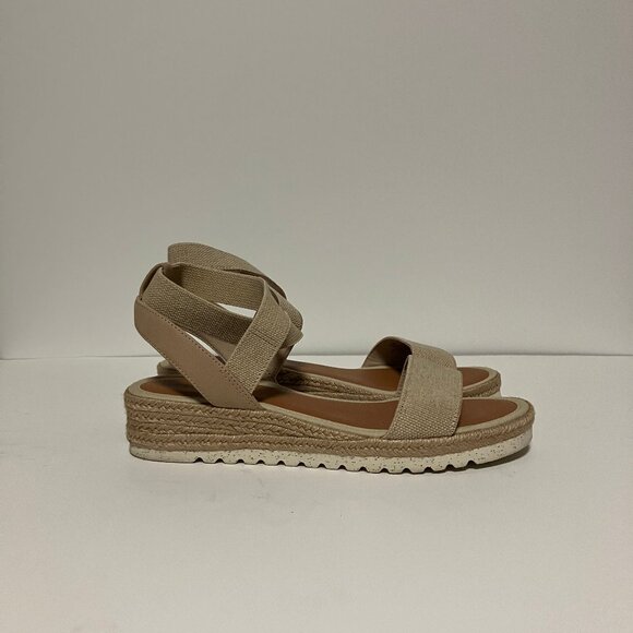 Lucky Brand Thimba Natural Sandals, Size 8, Women's Shoes, Ankle Wrap Espadrille - Picture 3 of 12